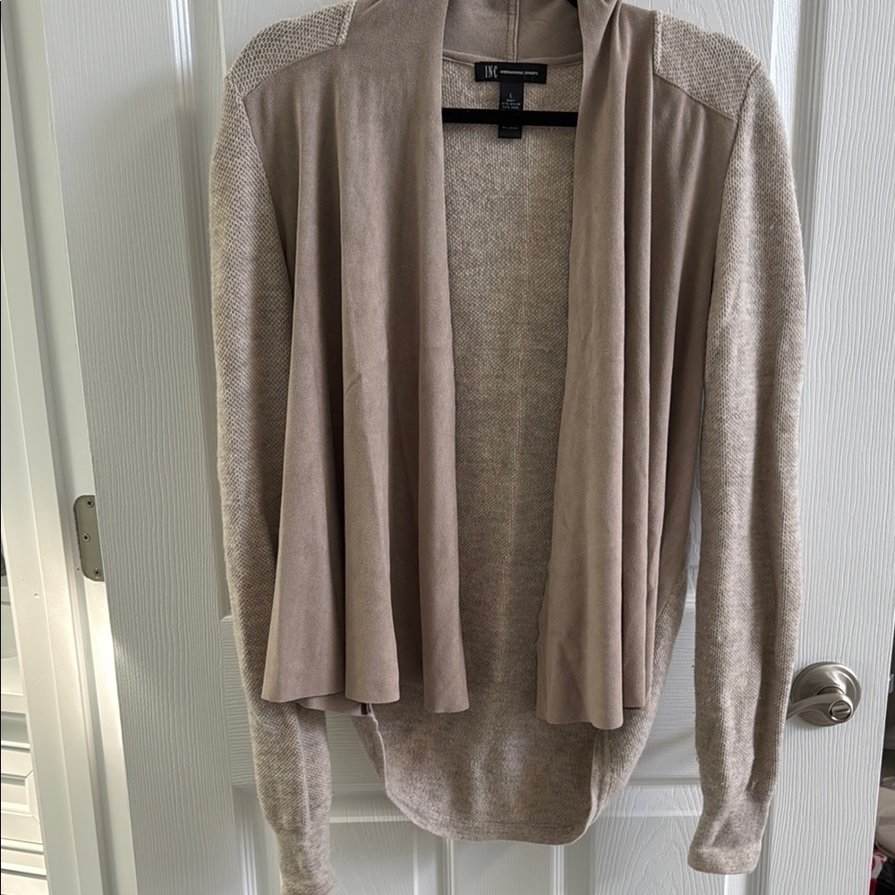 INC International Concepts Tan Cardigan Sweater Lightweight Open Front